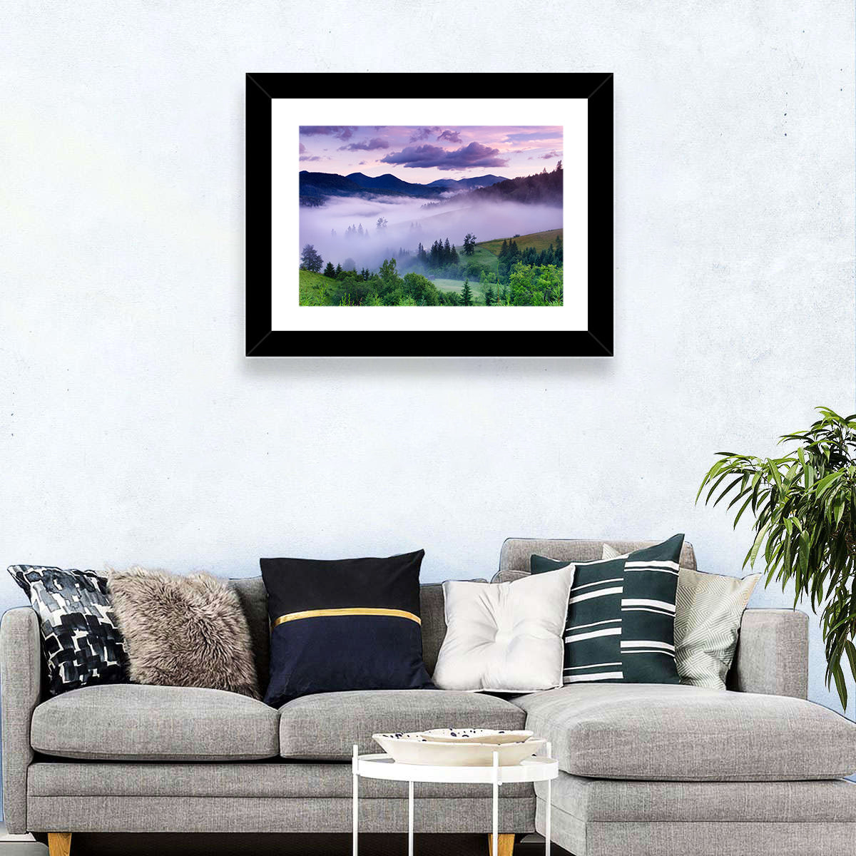 Misty Mountain Valley at Twilight Wall Art