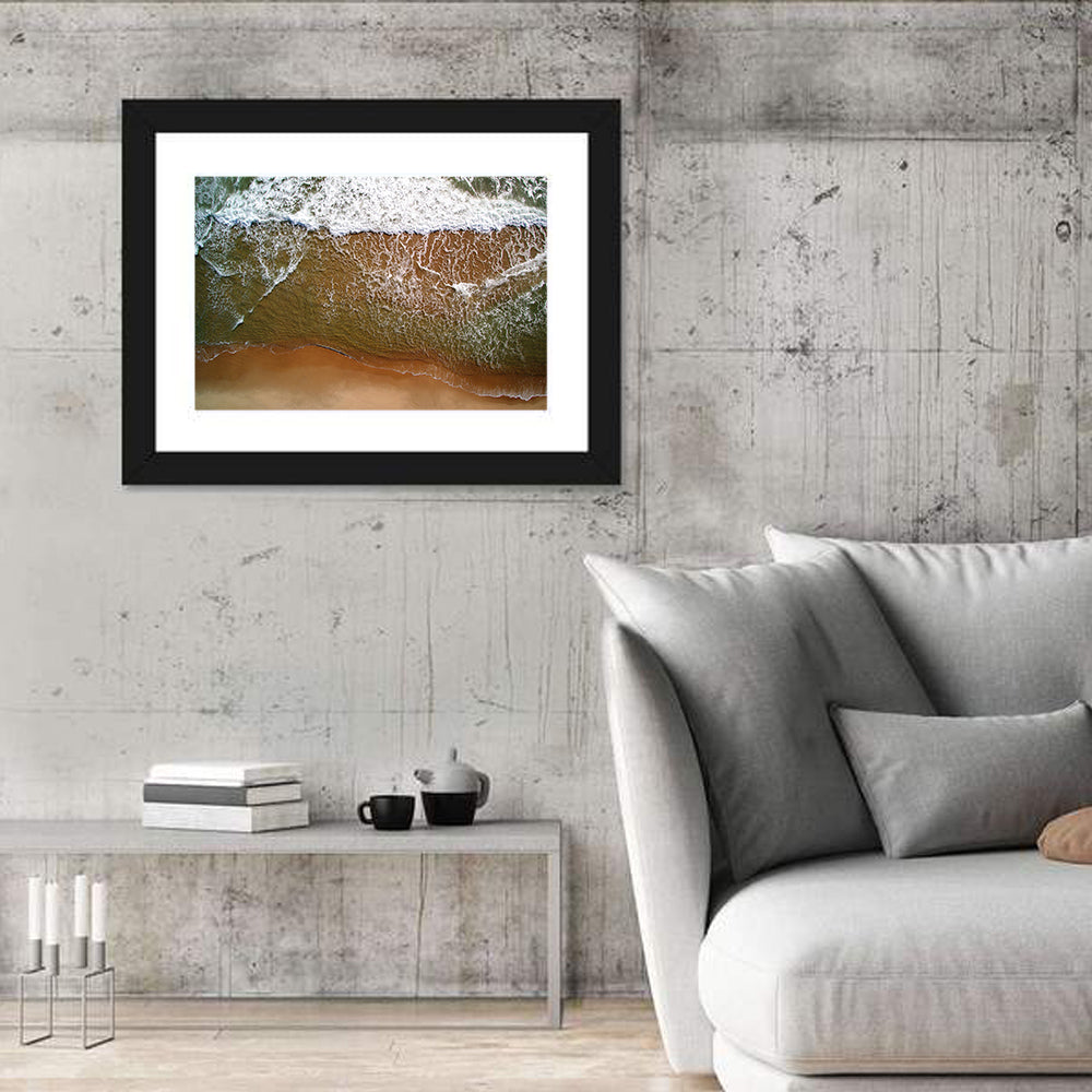 Misquamicut Beach Aerial View Wall Art in a room, landscape