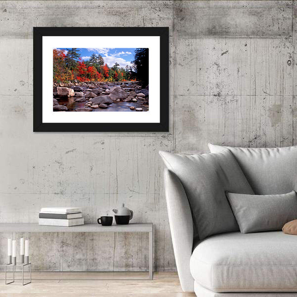 New Hampshire Autumn Stream Wall Art in a room, landscape