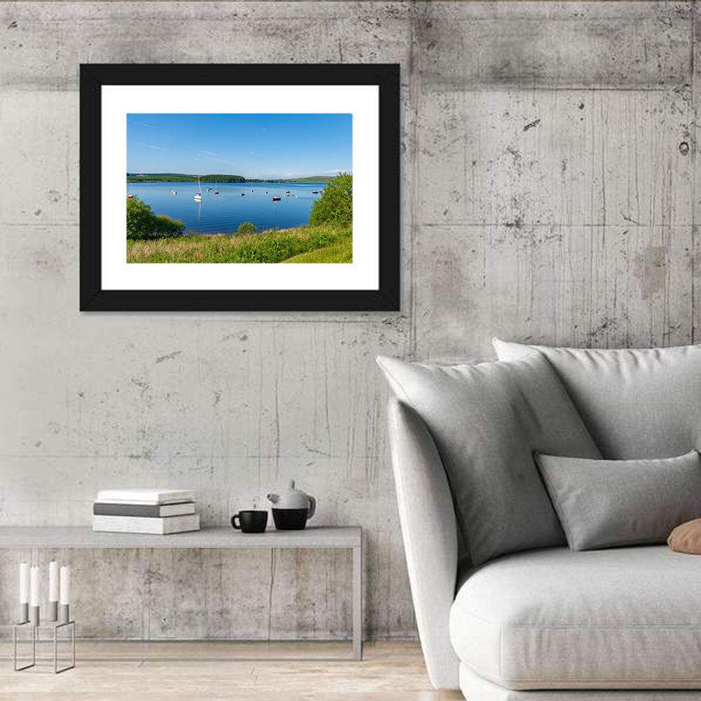 Anchored Sailboats at Llyn Brenig Wall Art