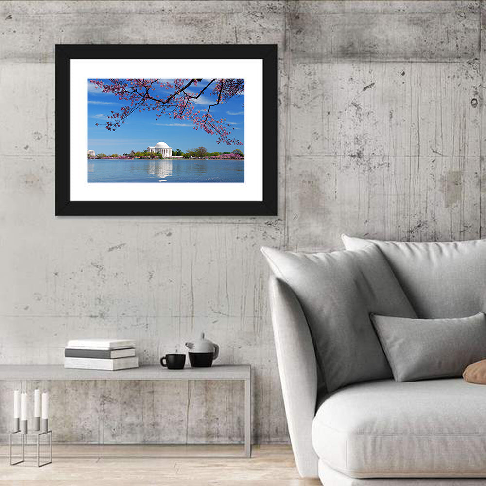 Thomas Jefferson Memorial with Cherry Blossoms Wall Art in a room, landscape