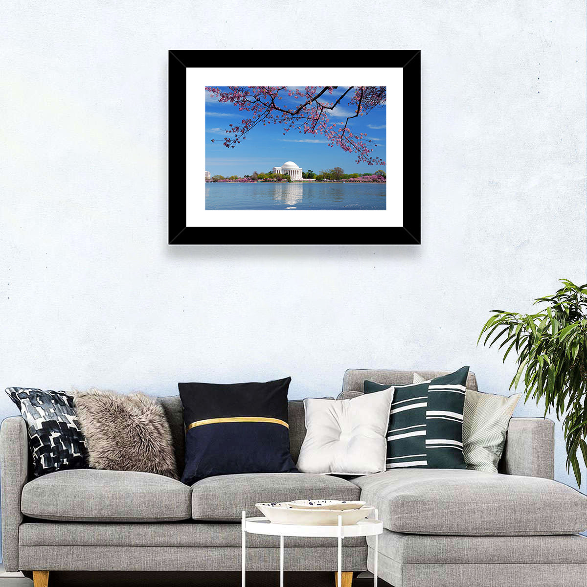 Thomas Jefferson Memorial with Cherry Blossoms Wall Art in a room, landscape