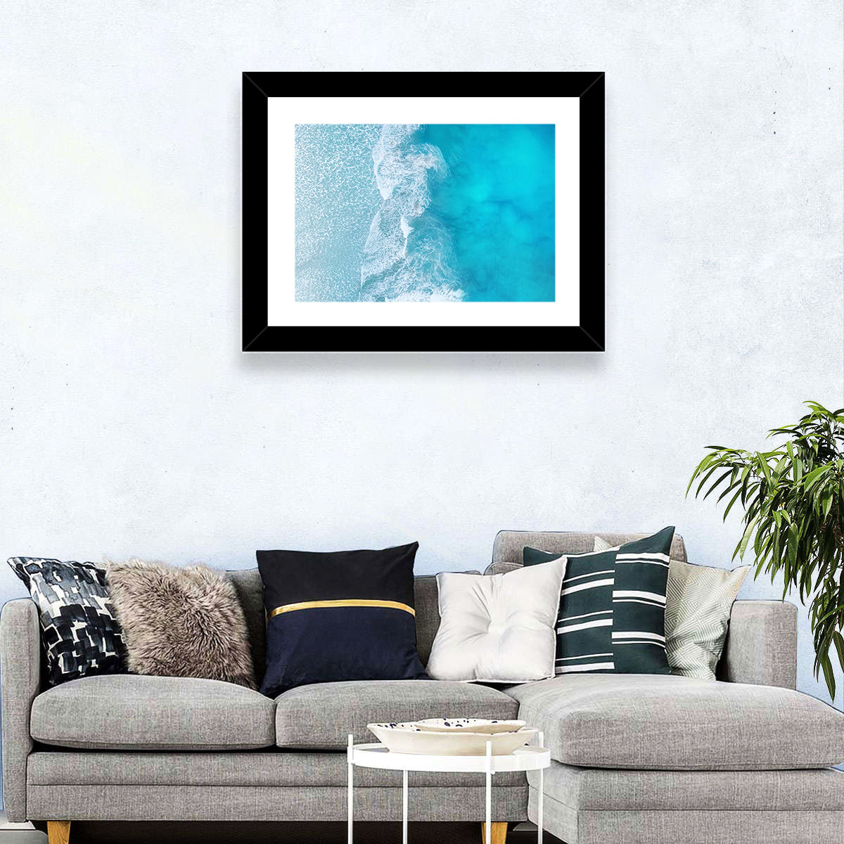 Turquoise Aerial Ocean Waves Wall Art