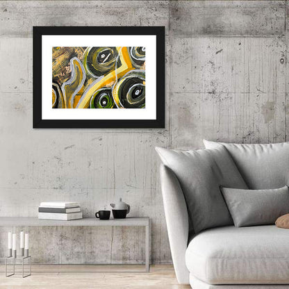 Impasto Swirl Circles in Yellow and Black Wall Art