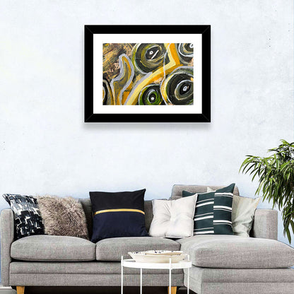 Impasto Swirl Circles in Yellow and Black Wall Art