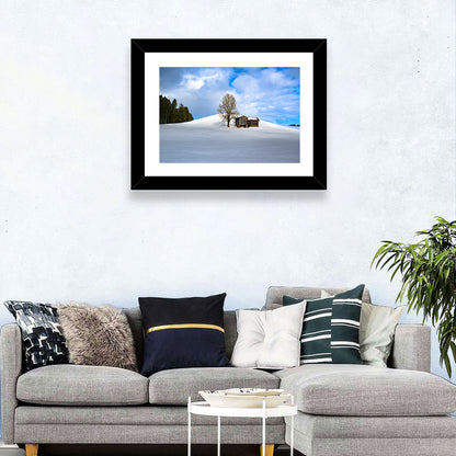 Rustic Barn on a Snowy Hill Wall Art