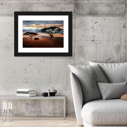 Savanna Elephant at Sunset Wall Art