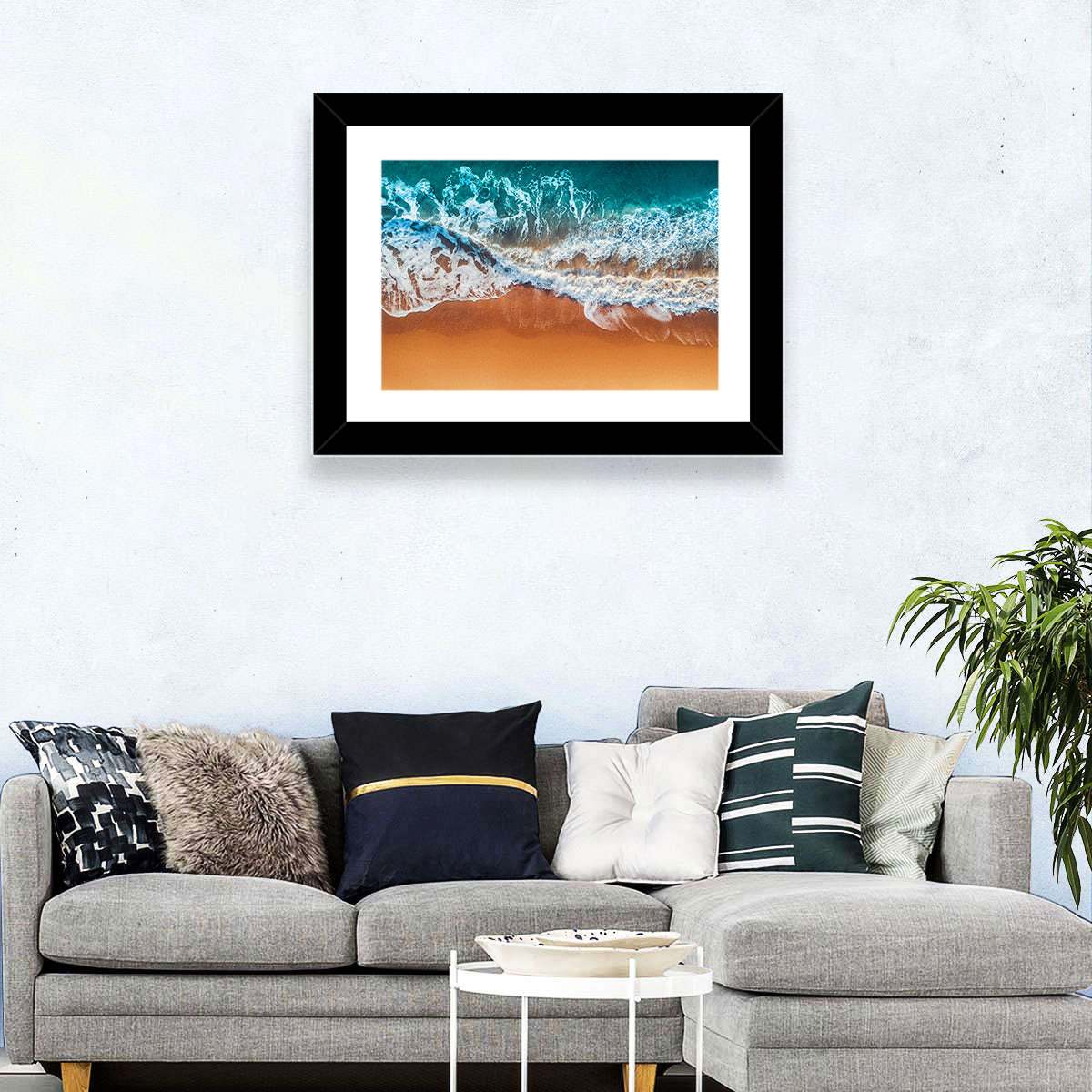 Aerial Beach Waves Wall Art