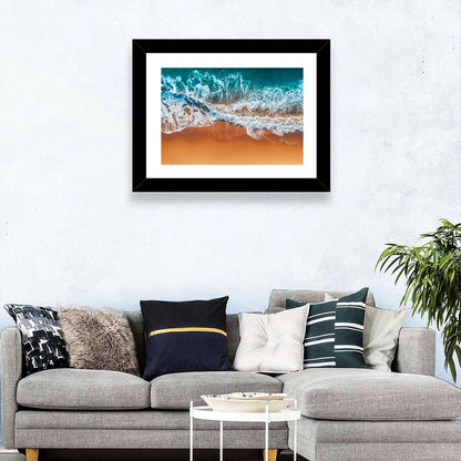 Sandy Beach Sea Waves Wall Art