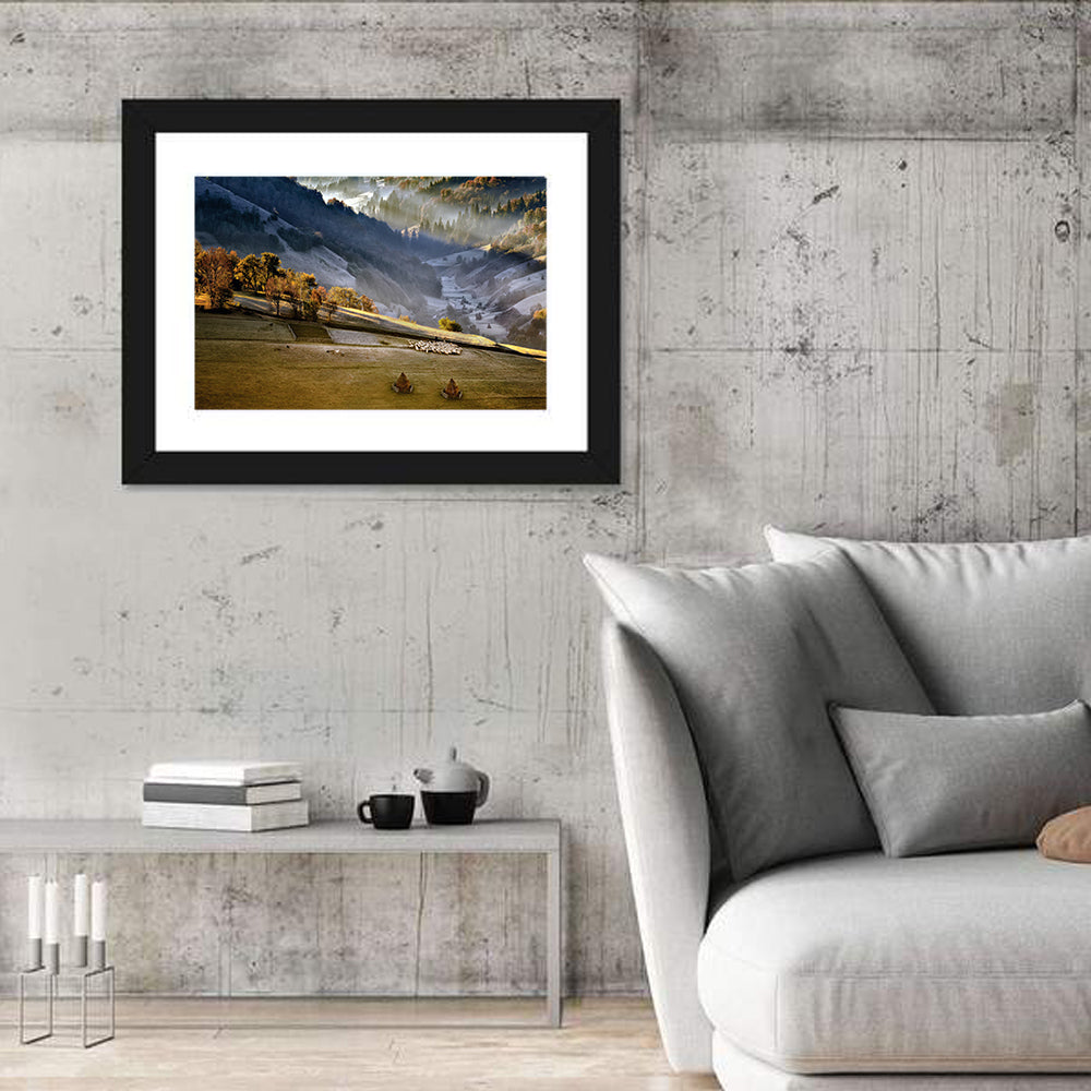Mountain Village in Morning Mist Wall Art
