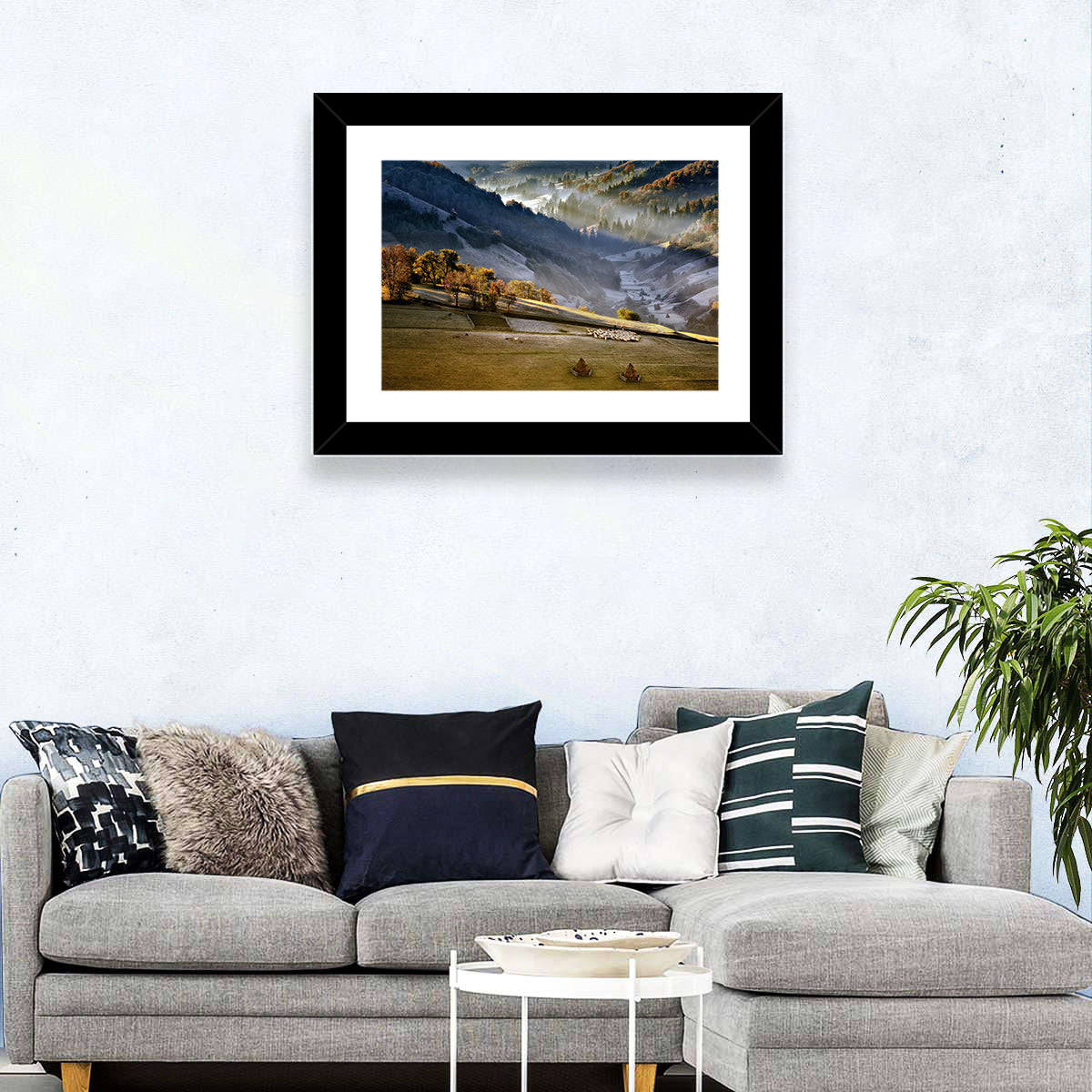 Mountain Village in Morning Mist Wall Art