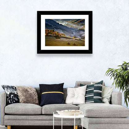 Mountain Village in Morning Mist Wall Art
