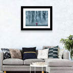 Skogafoss Waterfall with Figure in Pink Wall Art