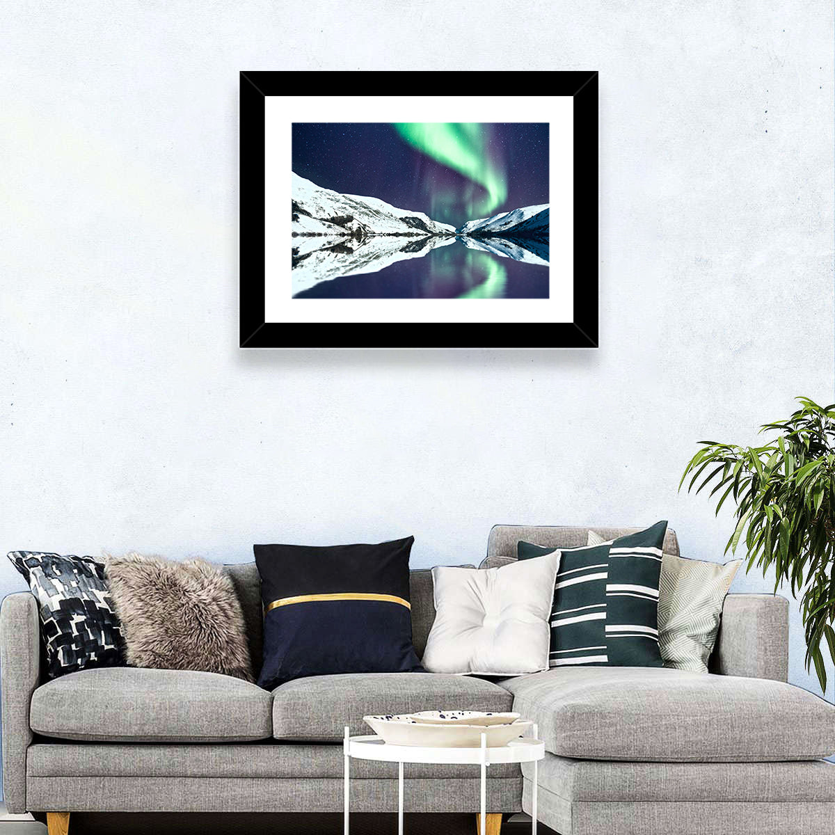 Emerald Aurora Over Mirror Lake Wall Art