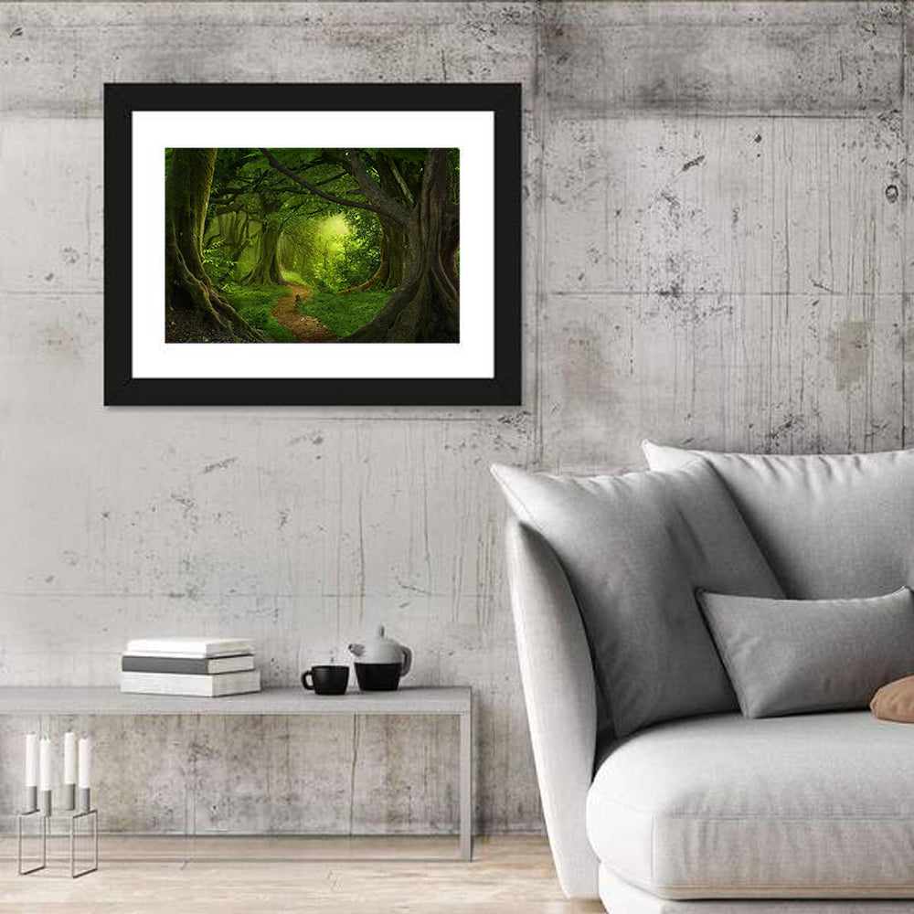 Tropical Forest Path Wall Art in a room, landscape