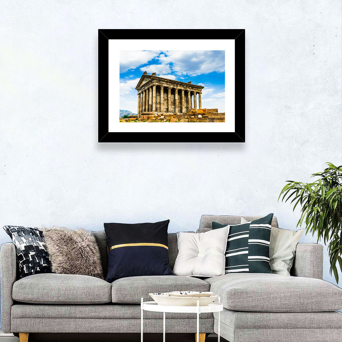 Temple of Garni Vintage Landscape Wall Art in a room, landscape