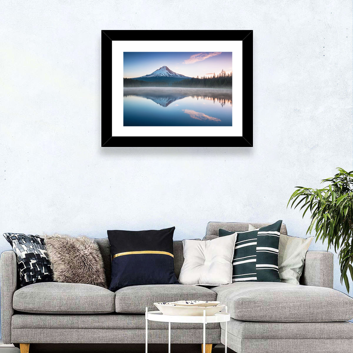 Mount Hood Reflection at Trillium Lake Wall Art in a room, landscape