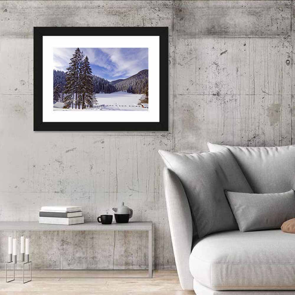 Red Lake Romania Winter View Wall Art