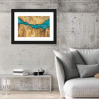 Burled Wood River with Teal Resin Wall Art