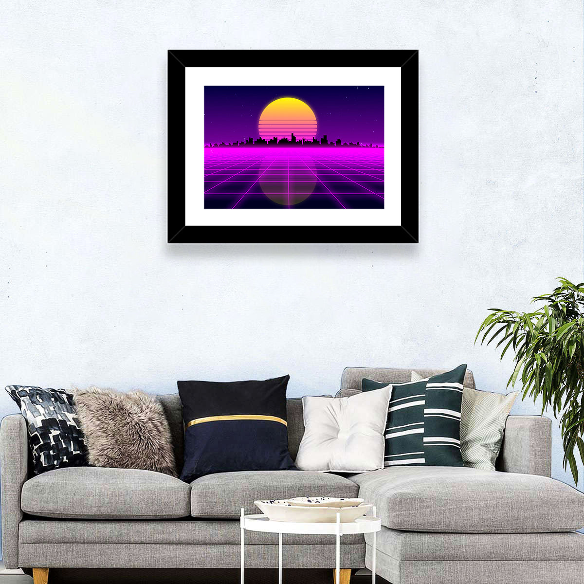Neon Sunrise Skyline Wall Art