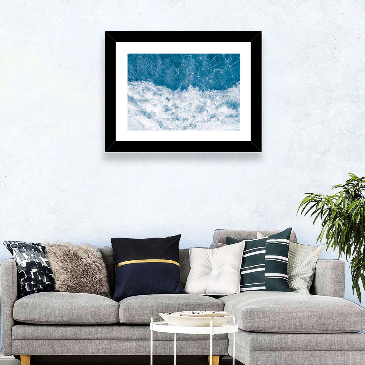 Stormy Blue Sea Wave Wall Art