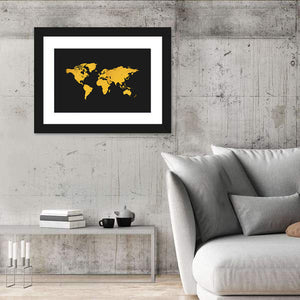 Gold Texture World Map Wall Art