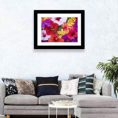 Tropical Bougainvillea and Hibiscus Bloom Wall Art