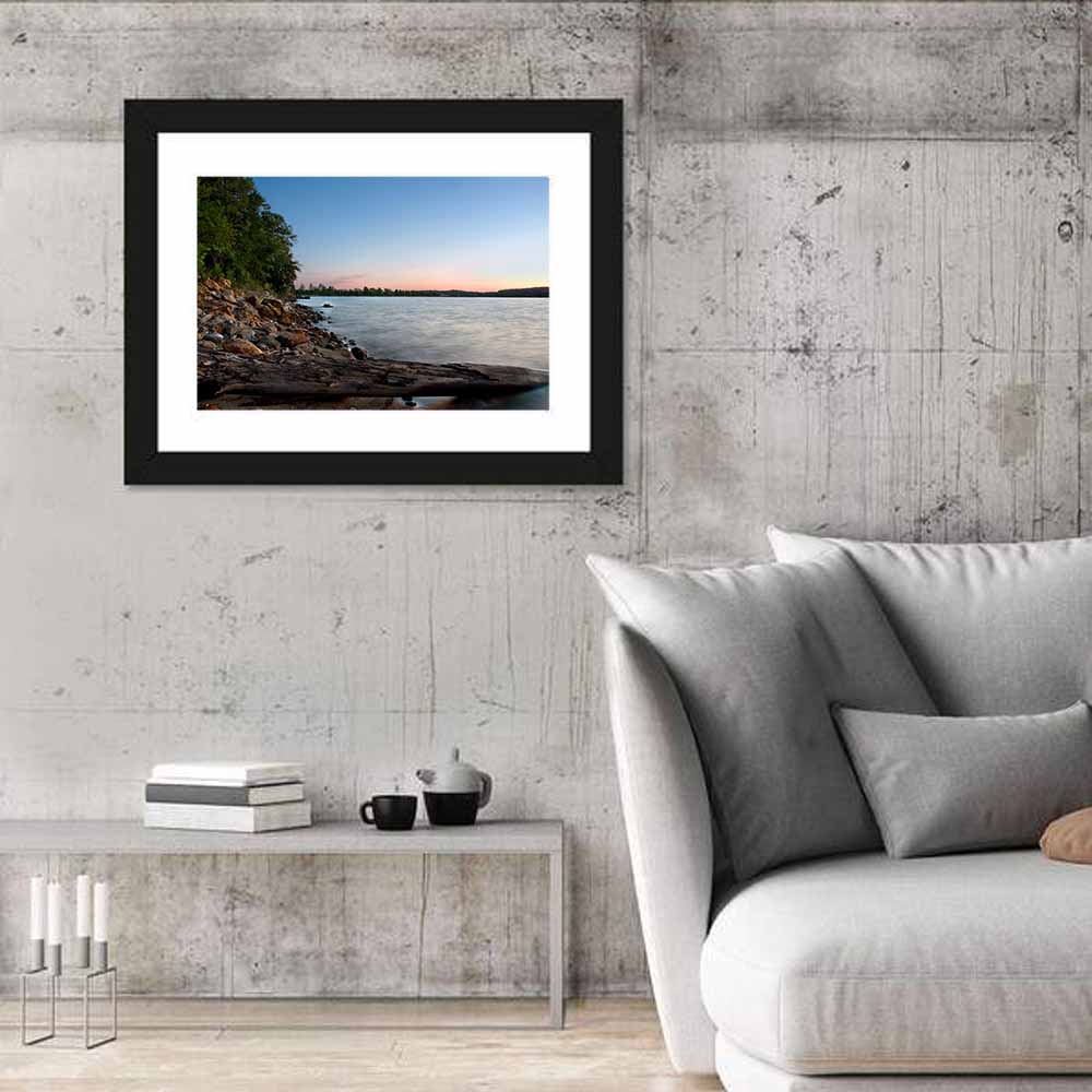 Lake Hartwell Driftwood Shoreline Wall Art in a room, landscape