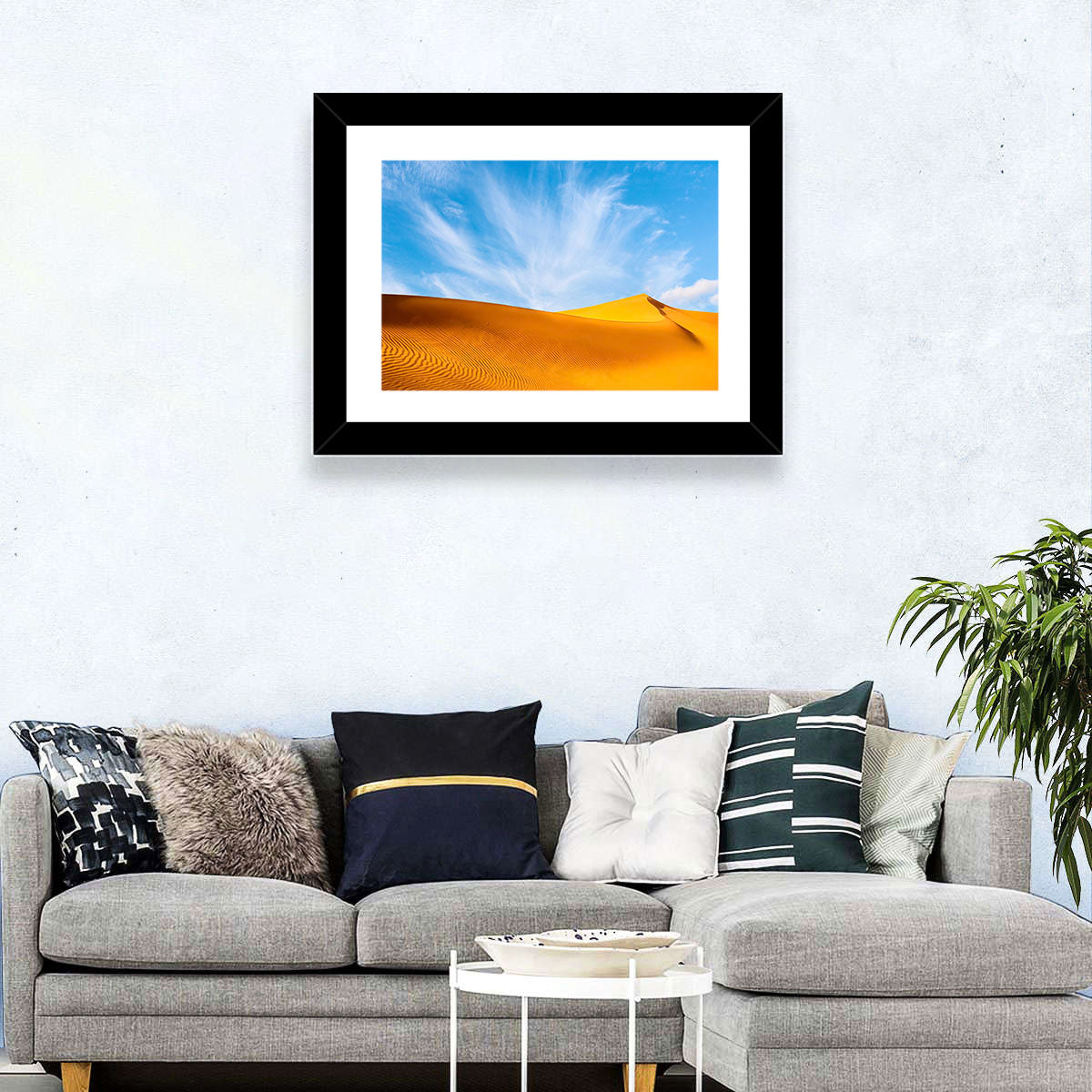 Rippled Sahara Dunes Wall Art in a room, landscape