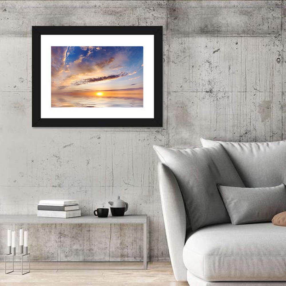 Sunlit Clouds Over Calm Sea Wall Art