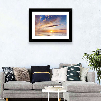 Sunlit Clouds Over Calm Sea Wall Art