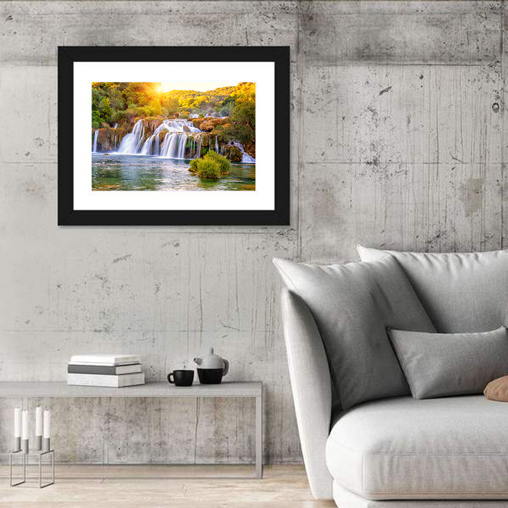 Skradinski Buk Waterfall at Golden Hour Wall Art in a room, landscape