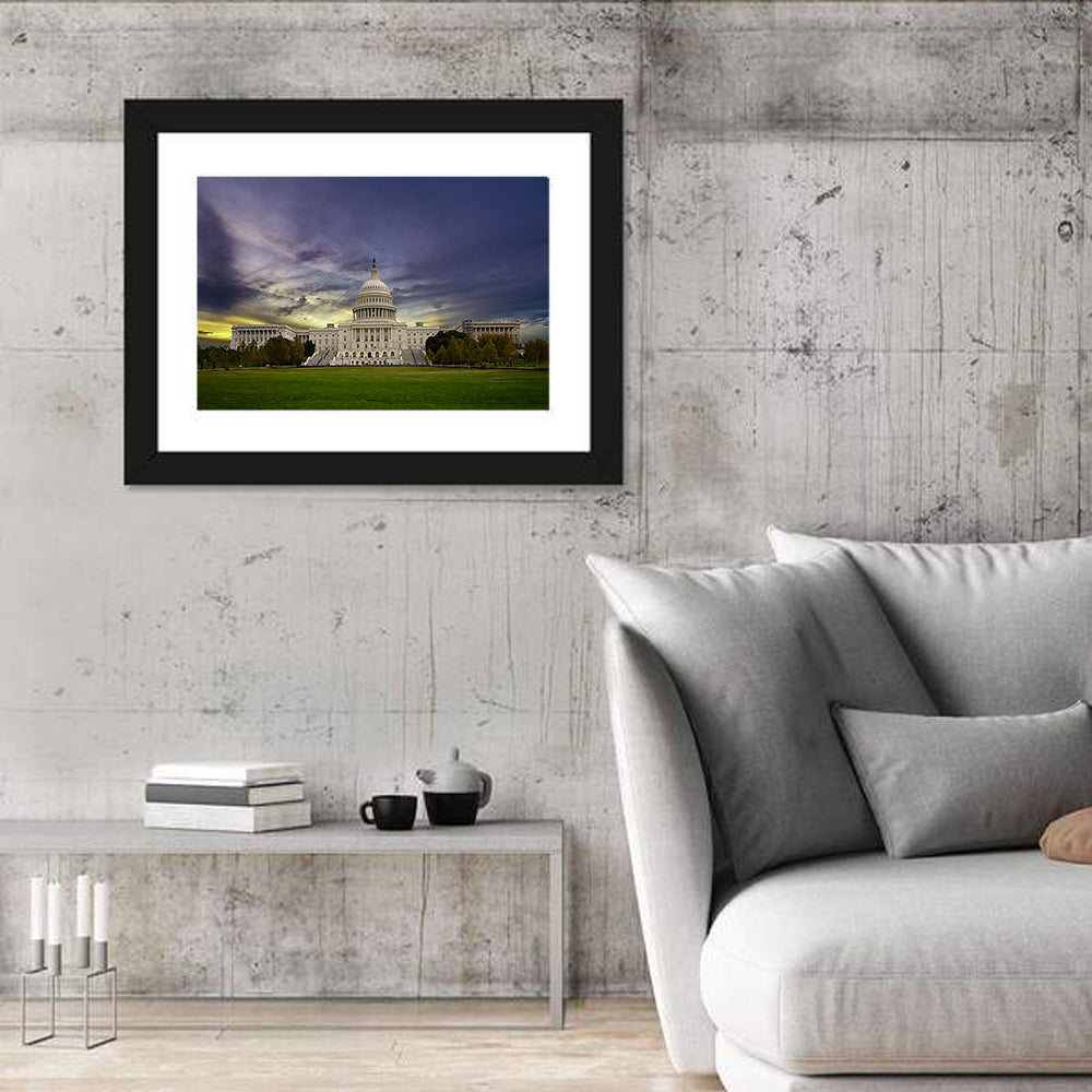 United States Capitol at Dusk Wall Art in a room, landscape