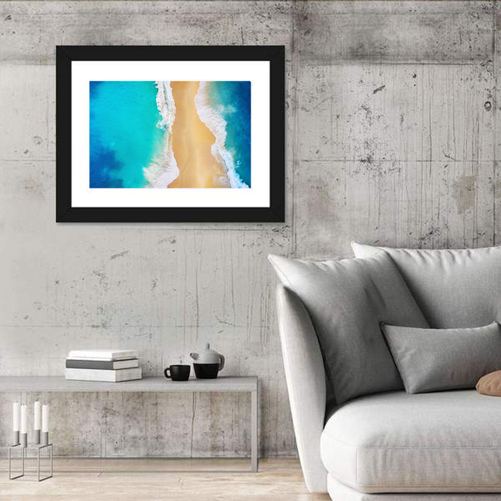 Nusa Penida Turquoise Beach Wall Art in a room, landscape