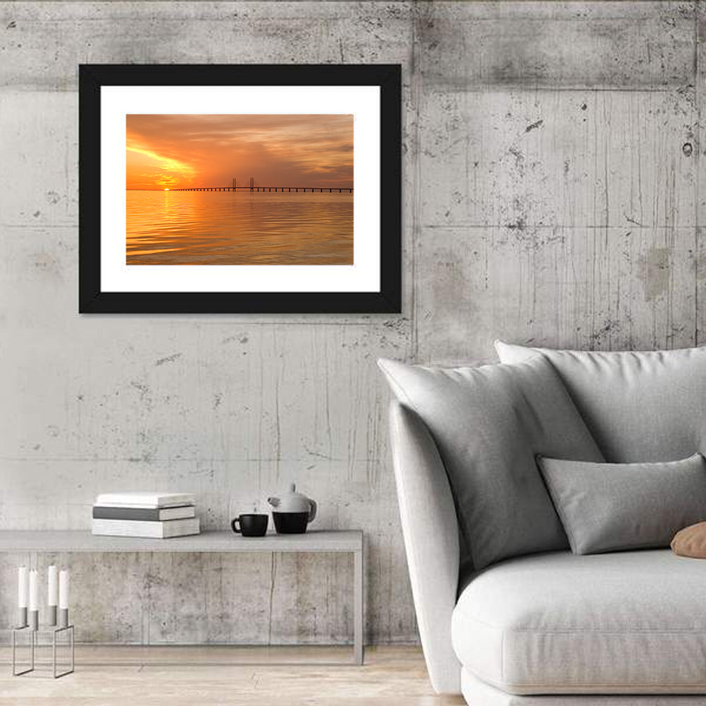 Oresunds Bridge Sunset Wall Art