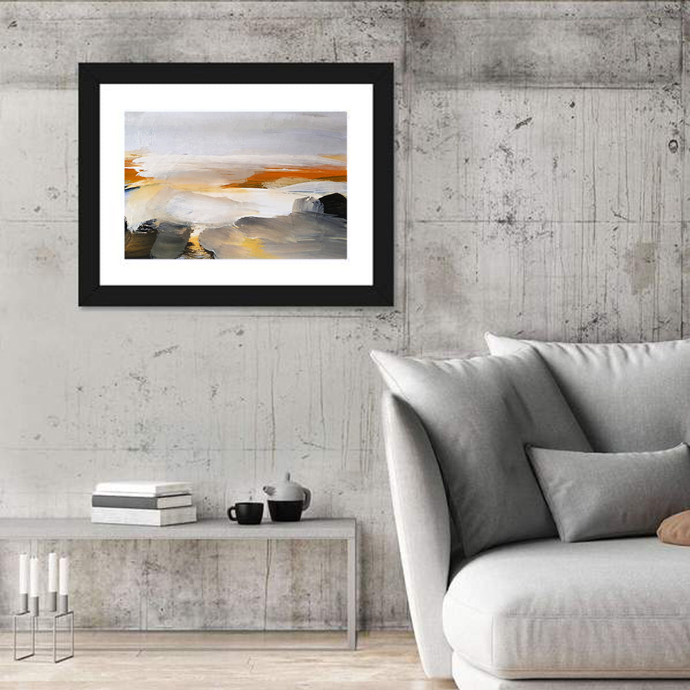 Misty Coastal Horizon Wall Art