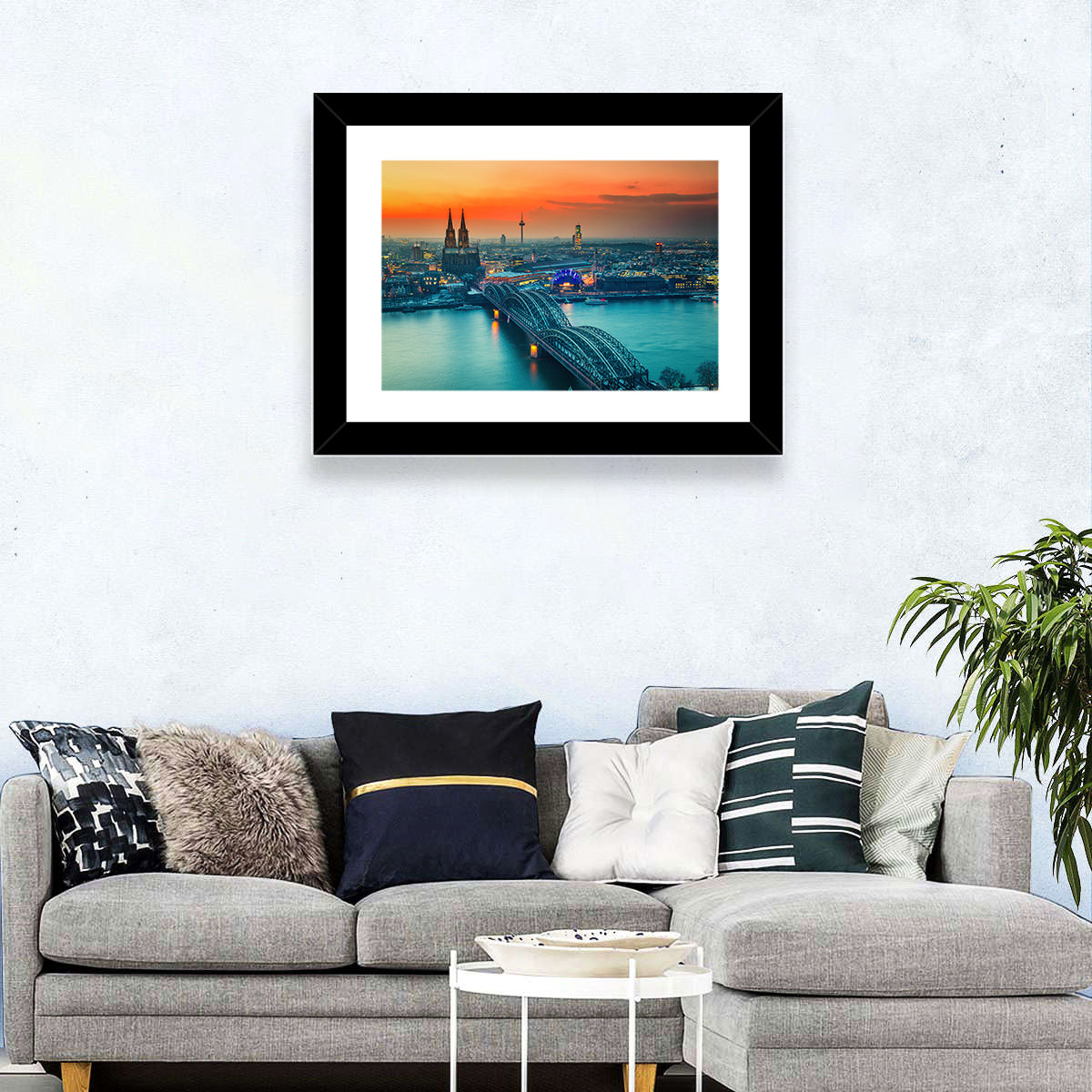Hohenzollern Bridge at Dusk Wall Art in a room, landscape