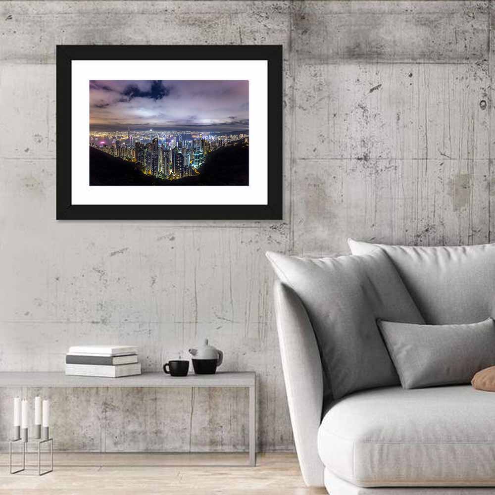 Hong Kong Skyline at Night Wall Art