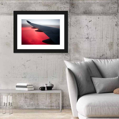 Angled Airplane Wing at Sunset Wall Art