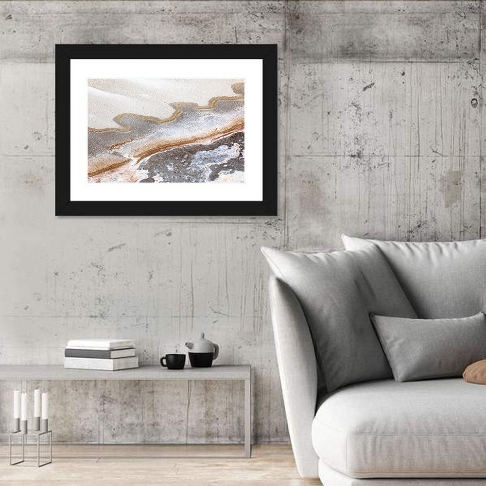 Lake Eyre Salt Flats Wall Art in a room, landscape