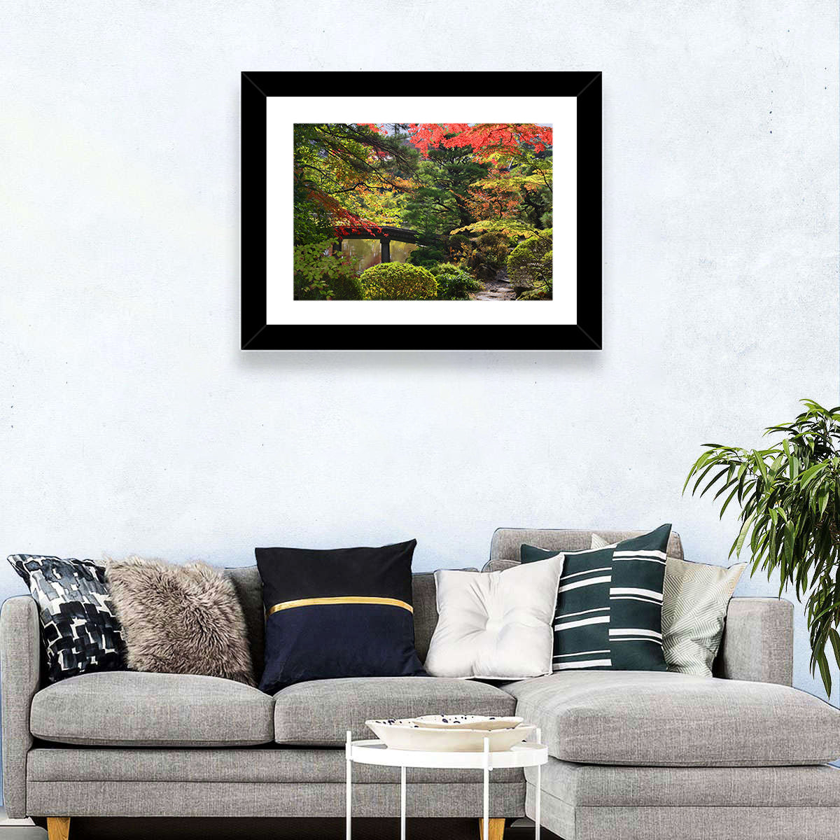 Rinoji Temple Autumn Garden Wall Art in a room, landscape