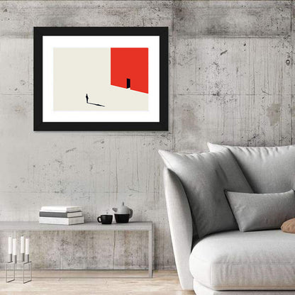 Solitary Figure with Red Door Wall Art