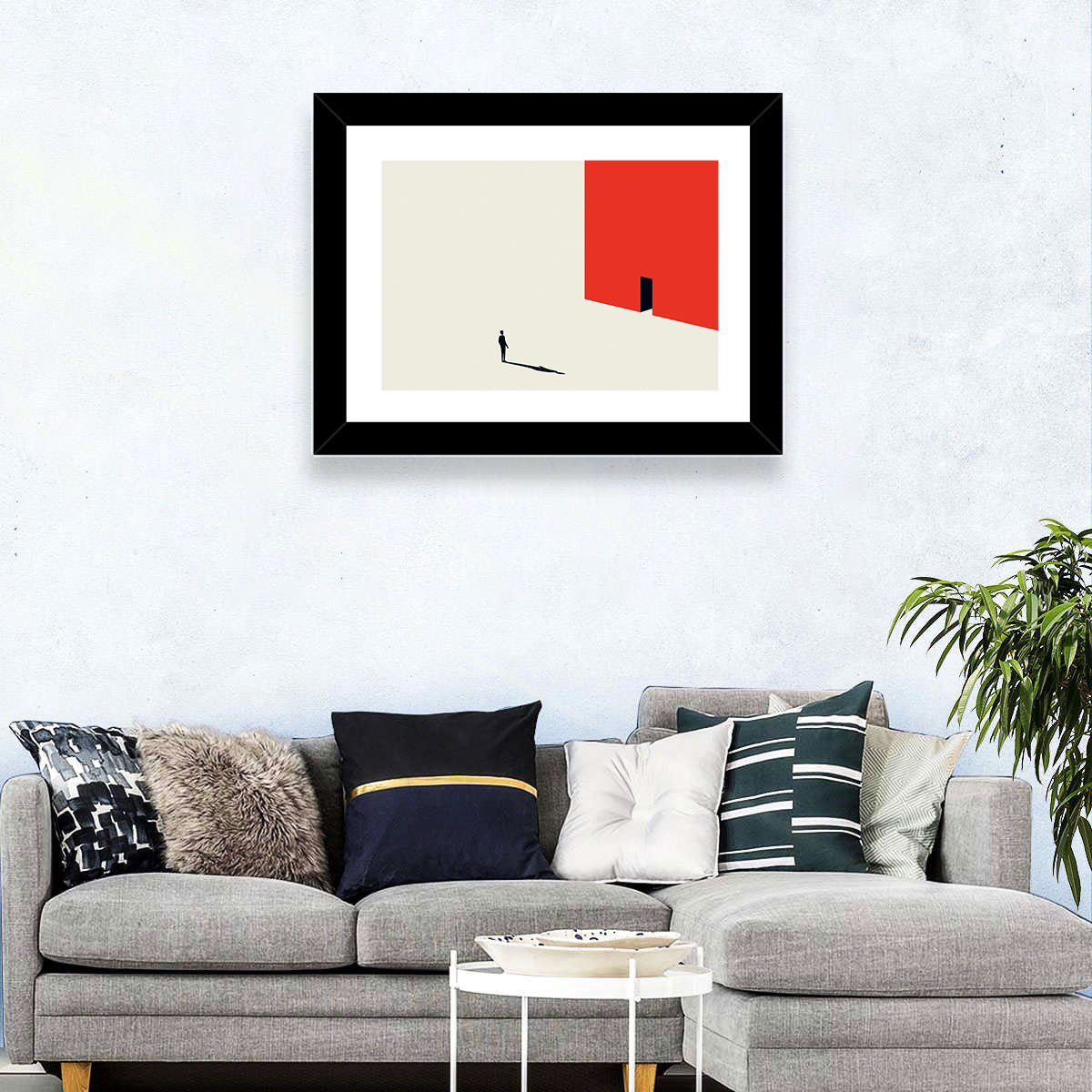 Solitary Figure with Red Door Wall Art