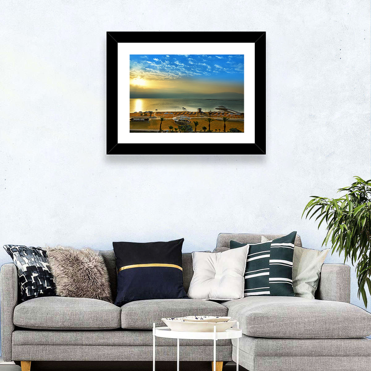 Dead Sea Sunset Wall Art in a room, landscape