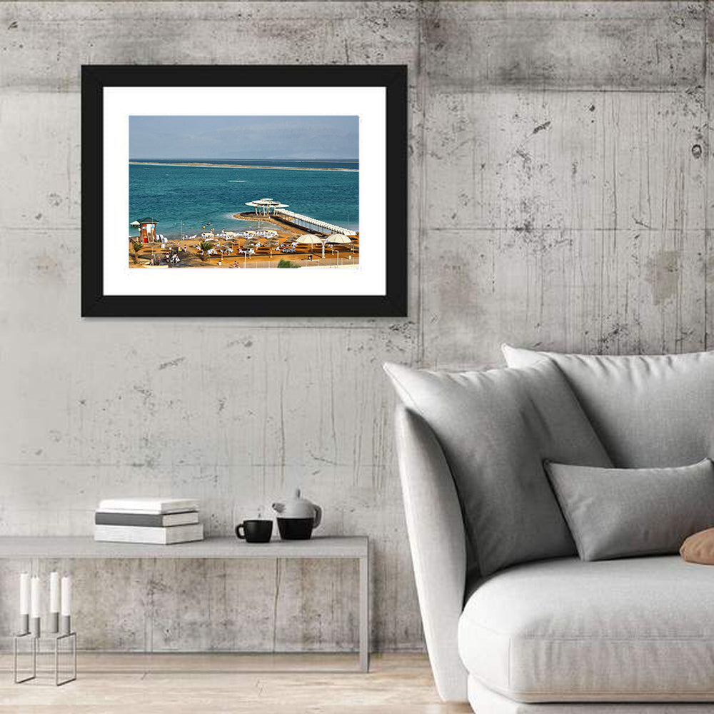 Dead Sea Boardwalk Wall Art in a room, landscape