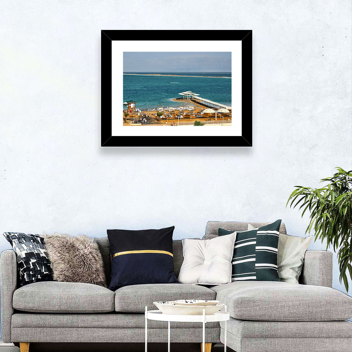 Dead Sea Boardwalk Wall Art in a room, landscape