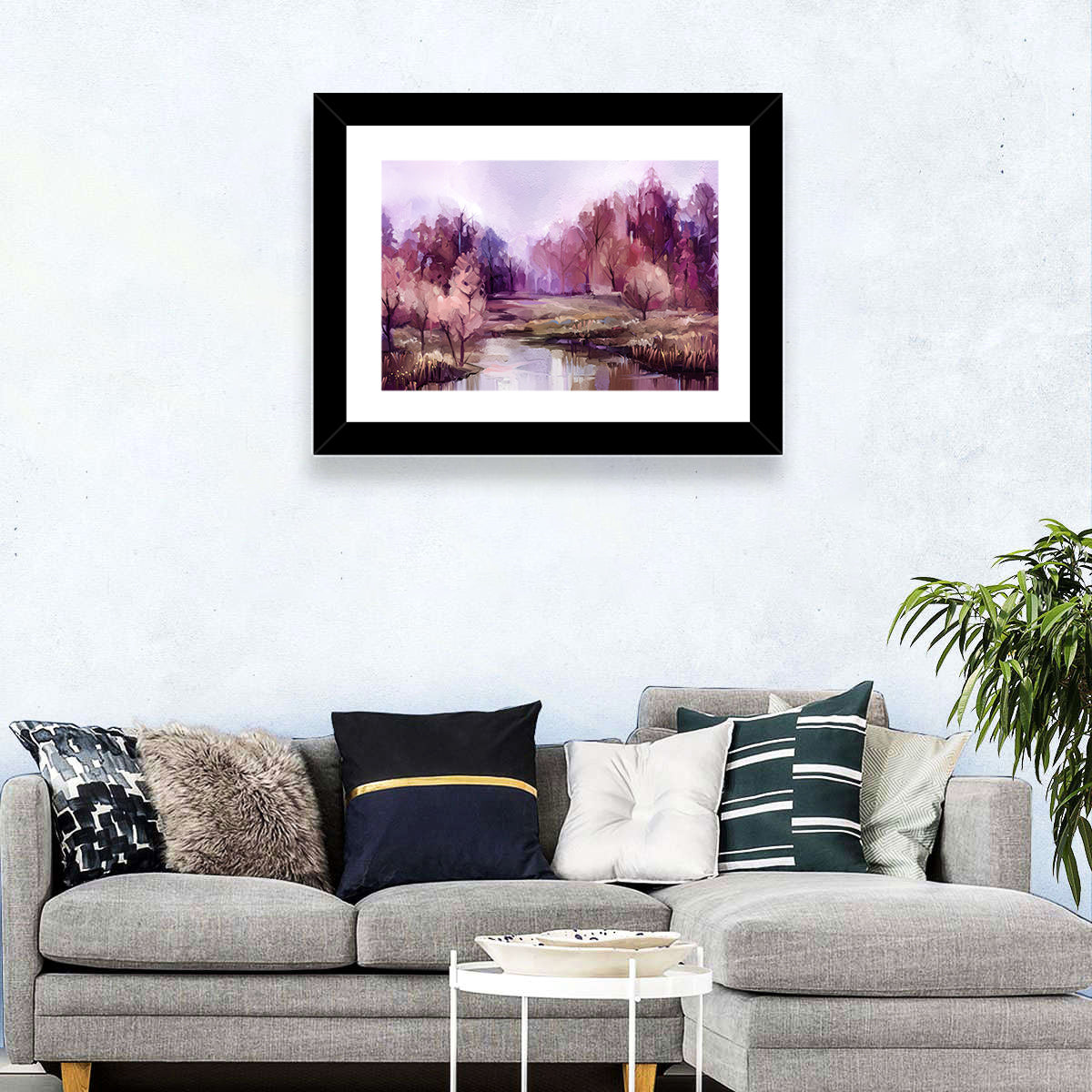 Lavender Autumn Forest Watercolor Wall Art