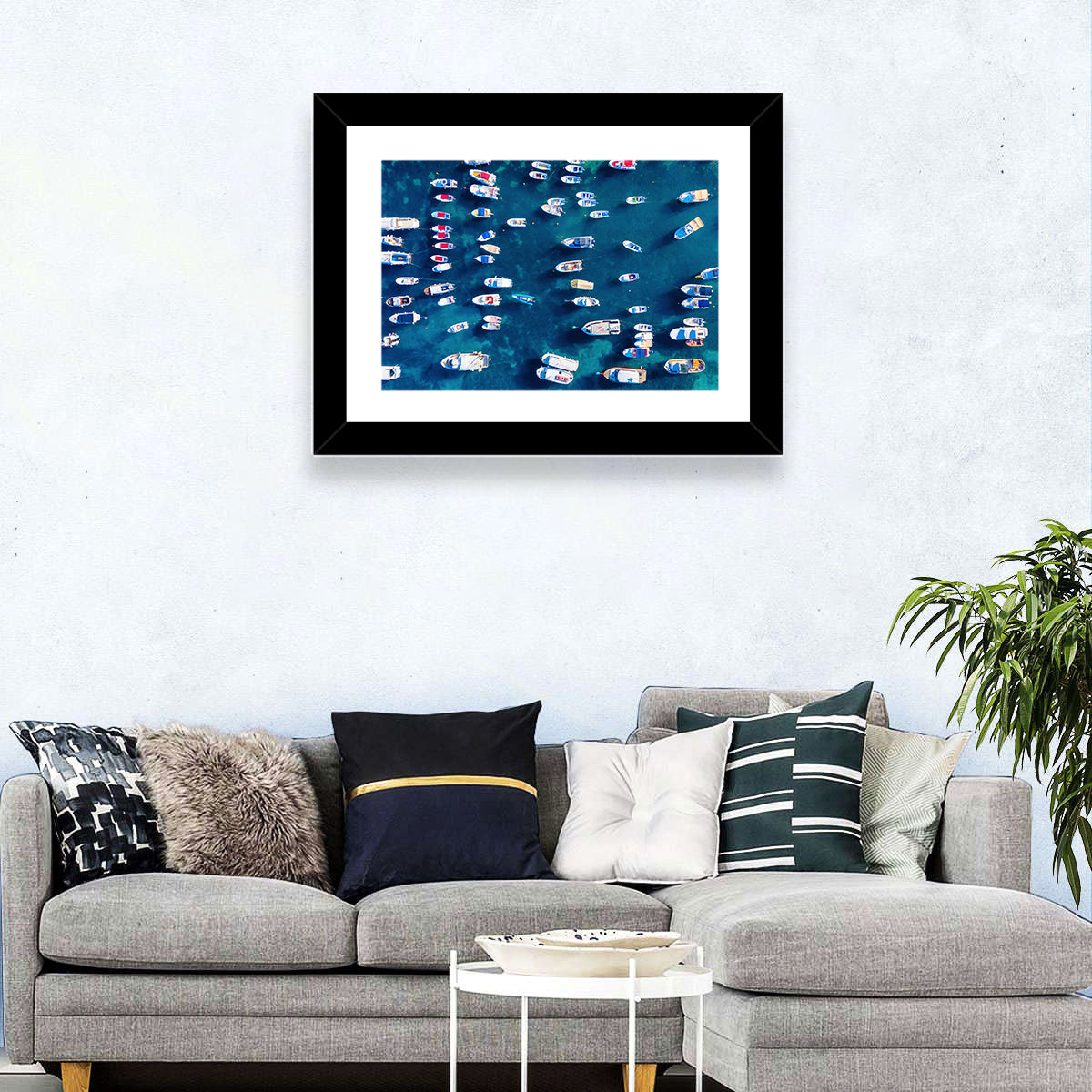 Aerial Boats Over Turquoise Sea Wall Art