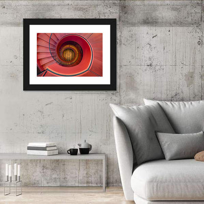 Red Spiral Staircase Wall Art