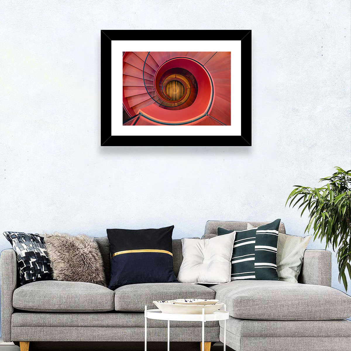 Red Spiral Staircase Wall Art